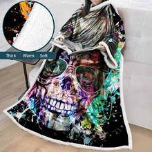 Lannidaa Psychedelic Glasses Skull Throw Blanket Plush Warm Outdoor Home Wearable Sofa TV Blanket With Sleeve Soft Nap Blanket 2024 - buy cheap