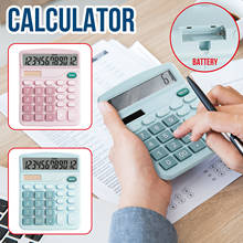 Calculadora de escritorio de 12 dígitos, calculadora básica de doble potencia con pantalla LCD grande 2024 - compra barato