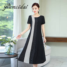 JiuMeiDai 2020 Women Summer A-Line Sexy Dress Women's Elegant Vintage Dot Printed O-Neck Dresses Ladies Retro Party Clothing 2024 - buy cheap