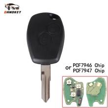 Dandkey chave remota para carro, 433mhz, 2 botões, funciona com renault megane modus clio kangoo logan sandero pcf7946/pcf7947 com chip id46 2024 - compre barato