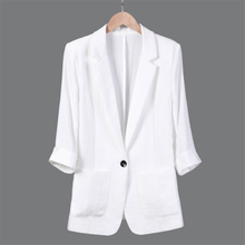 2022 New Summer Seven-point Sleeve Flax Blazer Women Casual Casual Suit Jacket Women Korean Thin Black Suit Jacket 7XL E0006 2024 - buy cheap