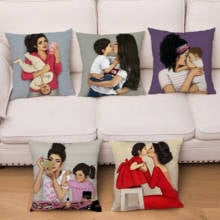 Funda de cojín con estampado de Super Mom Baby, suave, de felpa corta, 45x45cm, para sofá, decoración del hogar 2024 - compra barato