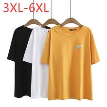 New 2021 Ladies Summer Plus Size Tops For Women Large Short Sleeve Loose Cotton White Yellow O-neck T-shirt 3XL 4XL 5XL 6XL 2024 - buy cheap