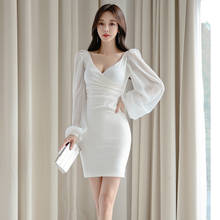 new arrival comfortable white formal dress temperamental high quality backless vintage work style sexy mini pencil dress 2024 - buy cheap