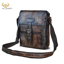 Real Original Leather Male Design Casual College Shoulder Messenger Crossbody bag Fashion Mochila Satchel School Book bag 8571 2024 - buy cheap