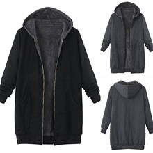 Женская зимняя куртка в стиле ретро, Однотонное шерстяное пальто средней длины на молнии с капюшоном и длинными рукавами, размера плюс, теплое женская куртка 50 2024 - купить недорого