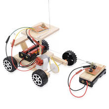 Diy беспроводной пульт дистанционного управления гоночная модель комплект Дерево Дети физическая наука эксперименты игрушка набор Собранный автомобиль обучающая игрушка 2024 - купить недорого