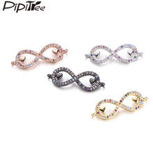 Pipitree Classic Infinity Charm Double Heart Inside CZ Austrian Crystal Charms fit Bracelet Necklace DIY Jewelry Making Copper 2024 - buy cheap