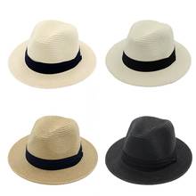 Chapéu de palha feminino wzcx, chapéu de palha preto, cor sólida, moda nova versão casual coreana, chapéu de praia simples, boné de verão 2024 - compre barato
