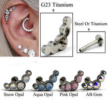 Dreamlee-pendientes G23 de titanio con ópalo y Gema AB, Piercing para cartílago, joyería para el cuerpo, 1 unidad 2024 - compra barato
