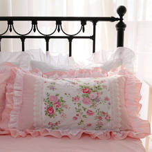 2pcs rose print pillow case Embroidery ruffle lace pillowcase 100% cotton pillow cover bed pillow cases pillow sham pillowcover 2024 - buy cheap