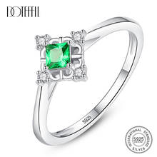 DOTEFFIL-anillo cuadrado de Plata de Ley 925 para mujer, sortija de fiesta de lujo CZ rojo y piedra verde, joyería Popular, regalo de Navidad 2024 - compra barato