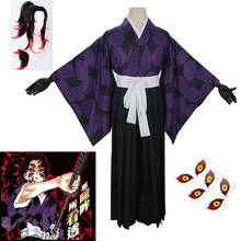 Peruca de cosplay do anime kimetsu no yaiba, fantasia de kimono para festa de halloween 2024 - compre barato