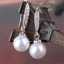 Blaike Charm-pendientes colgantes de perlas redondas blancas para mujer, joyería de plata 925, regalos de cumpleaños, 925 2024 - compra barato