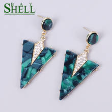 Shell Bay Small Drop Earrings Jewelry For Women Acrylic Earrings Green Fashion Earrings Cute Rhinestone Earring  Earings Boho 2024 - buy cheap
