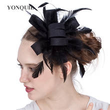 Vestido formal de casamento, chapéu fascinator, acessórios de cabelo para mulheres, derby, acessório de cabeça, pena, cópia, liene, chapéu 2024 - compre barato