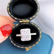 Cocktail Women Wedding Band Ring Luxury Jewelry 925 Sterling Silver Princess Cut White Topaz CZ Diamond Gemstones Bridal Ring 2024 - buy cheap