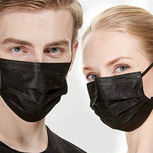 50 pçs máscara adulta preta descartável anti-poeira anti saliva rosto máscaras de boca filtro de 3 camadas earloops máscara protetora capa 2024 - compre barato