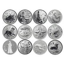 12 pçs/lote banhado a prata doze 12 constellation comemorativa coleção de moedas físico transporte da gota 2024 - compre barato