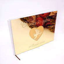 25*18 cm romântico cupido coração estilo personalizado casamento assinatura livro de visitas acrílico espelho capa personalizado em branco presente de festa 2024 - compre barato