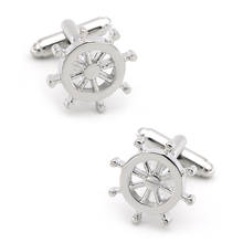 Men's Rudder Cufflinks Quality Brass Material Silver Color Fashion Seaman Gift Design Cuff Links Wholesale & Retail 2024 - buy cheap