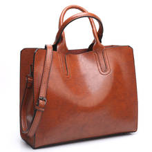 Hot Sale! Fashion Oil Wax Leather Handbag Women's Messenger bags Tote Shoulder bag Bolsos 2024 - buy cheap