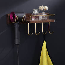 Rack de parede para banheiro, suporte multifuncional pendurado para secar cabelo, com ganchos, prateleira de parede para armazenamento 2024 - compre barato