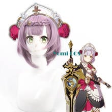 Genshin Impact Game Noelle Light Purple Short Role Play Cosplay Heat Resistant Synthetic Hair 2021 Cosplay Wig+ Free Wig Cap 2024 - buy cheap