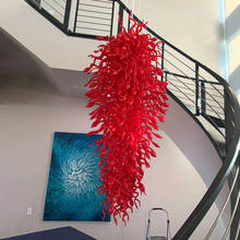 Modern Large Red Chandelier Staircase Chihuly Style Murano Glass Living Room Chandeliers LED Lustre Indoor Lighting Hanging Lamp 2024 - buy cheap