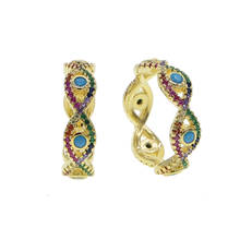 Anillos de esmalte redondos multicolor con ojos malvados para mujer, arcoíris brillante, Ojo de Circonia cúbica, turquesas, cuentas apilables, joyería fina 2024 - compra barato