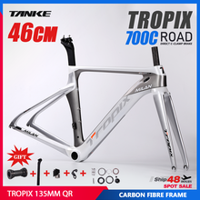 TROPIX-Cuadro de fibra de carbono para bicicleta de carretera BB86, marco de bicicleta de 46cm de montaje recto, freno c BB86, con prensa mate/brillante, liberación rápida de 135mm 2024 - compra barato