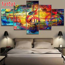FATCAT-Cuadro de música abstracta con diamantes, bordado, decoración, AE1531, 5 piezas 2024 - compra barato