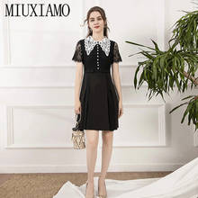 MIUXIMAO 2021 Spring Summer Party Dress  Half sleeve Office Lady  Eleghant Lace  Black Casual Dress Women Vestidos 2024 - buy cheap