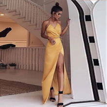 Verngo Long Dress Simple Evening Gown Formal Dress Party Slit Evening Dress 2020Vestido De Festa 2024 - buy cheap