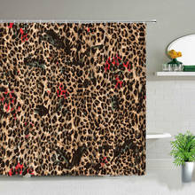 África leopardo padrão cortinas de chuveiro moda banheiro tecido à prova dwaterproof água banho conjunto cortina impressão 3d banheira decoração para casa com gancho 2024 - compre barato