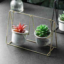 Macetas de cerámica con Columpio de Metal para plantas suculentas, Mini bonsái, Decoración de mesa de jardín y Casa, dúo columpios 2024 - compra barato