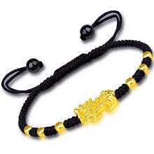 Red Black Rope Bracelet For Couple Jewelry Yellow Gold Color Feng Shui Pixiu Hand Chain Lucky Braided Rope Jewelry For Men Women 2024 - buy cheap