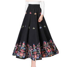 Women's Woolen Skirt Autumn Winter 2022 New Vintage Skirt High Waist Skirt Female A-line Embroidered Thicken Skirt 402 2024 - buy cheap