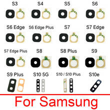 Задняя крышка объектива камеры для Samsung Galaxy S3 S4 S5 S6 S7 S8 S9 S10 S10e 5G Edge Plus стеклянная крышка объектива камеры + клейкая наклейка 2024 - купить недорого