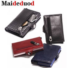 Maideduod NEW RFID Business Card Holder Blocking Wallet Aluminium Box PU Leather Automatic Metal Wallet Credit Card for Travel 2024 - buy cheap