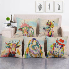 45cm*45cm watercolor animals design linen/cotton throw pillow covers couch cushion cover home decor pillow 2024 - buy cheap