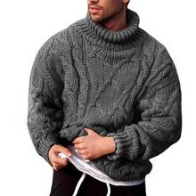 Suéter de cuello alto para hombre, jersey de Color sólido, tejido cálido, prendas de punto ajustadas, otoño e invierno, 2021 2024 - compra barato
