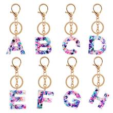 Llavero Multicolor con letras del alfabeto para mujer, llavero de acrílico con 26 letras en inglés, purpurina, temperamento salvaje, dijes, joyería para niños, regalo de Navidad 2024 - compra barato