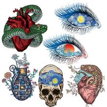 Metal Pacth Rock Iron On Transfers For Clothing Skull Heart Patches On Clothes Sticker Fashion DIY Skull Eyes Thermo-stickers 2024 - buy cheap