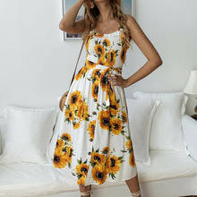 2020 New Fashion Women Summer Boho Floral Print Long Maxi Dress Ladies Sleeveless Evening Party Beach Sundress 2024 - buy cheap
