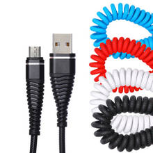 2021 New PU Retractable Spring 2.4A Fast Charging Cable Data Sync Cable Type C Micro USB Flexible Elastic Stretch Charger Cable 2024 - buy cheap