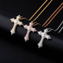 Hip hop garra definir aaa + cz pedra bling gelo para fora cavaleiros templar cruz pingentes colares para homens feminino rapper jóias presente 2024 - compre barato