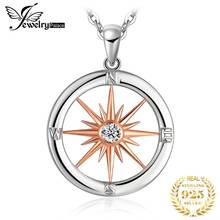 JewelryPalace Sun Star Compass Circle 925 Sterling Silver Rose Gold Pendant Necklace Women Round Cubic Zirconia Pendant No Chain 2024 - buy cheap