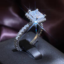 Huitan clássico quadrado forma feminina capina anel de alta qualidade aaa princesa corte zircão elegante senhora casamento anéis atemporal jóias 2024 - compre barato