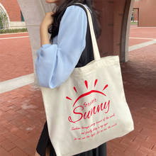 Женская Холщовая Сумка с принтом букв, женская сумка для покупок, простая Экологичная сумка из чистого хлопка, шикарная сумка на молнии 2024 - купить недорого